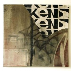 The first panel in the Graffiti History series, this 100x100 cm work on wood introduces the modular language that runs through the entire cycle. The composition develops research into the visual genealogy of European writing through repetition, variation, and layering of the mark. Created in 2010 using mixed media on wood, the work is now in a private collection.
